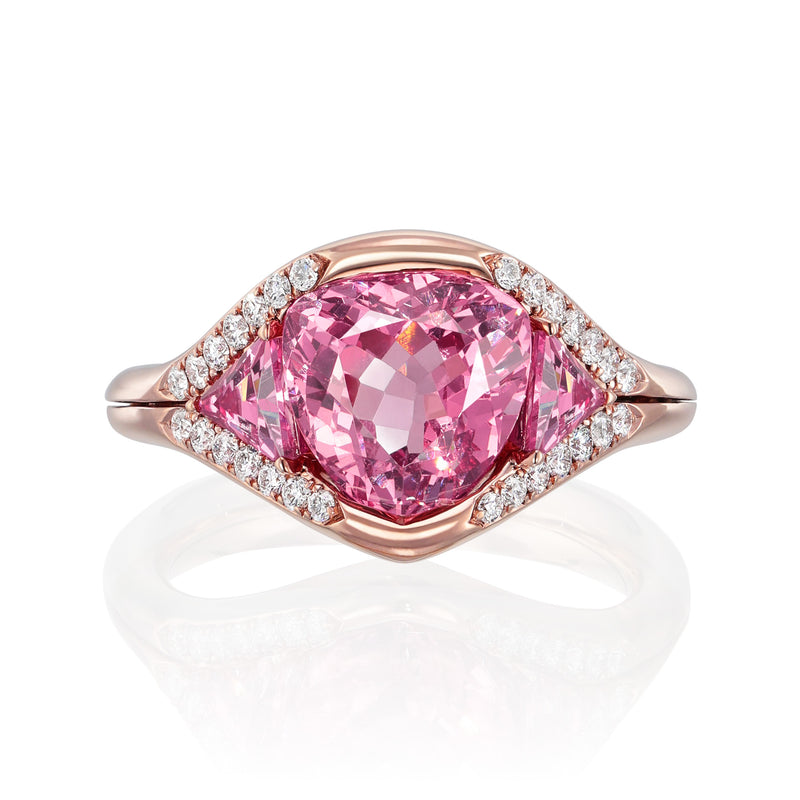 GIA Certified 3.00ct Mahenge Pink Spinel Ring