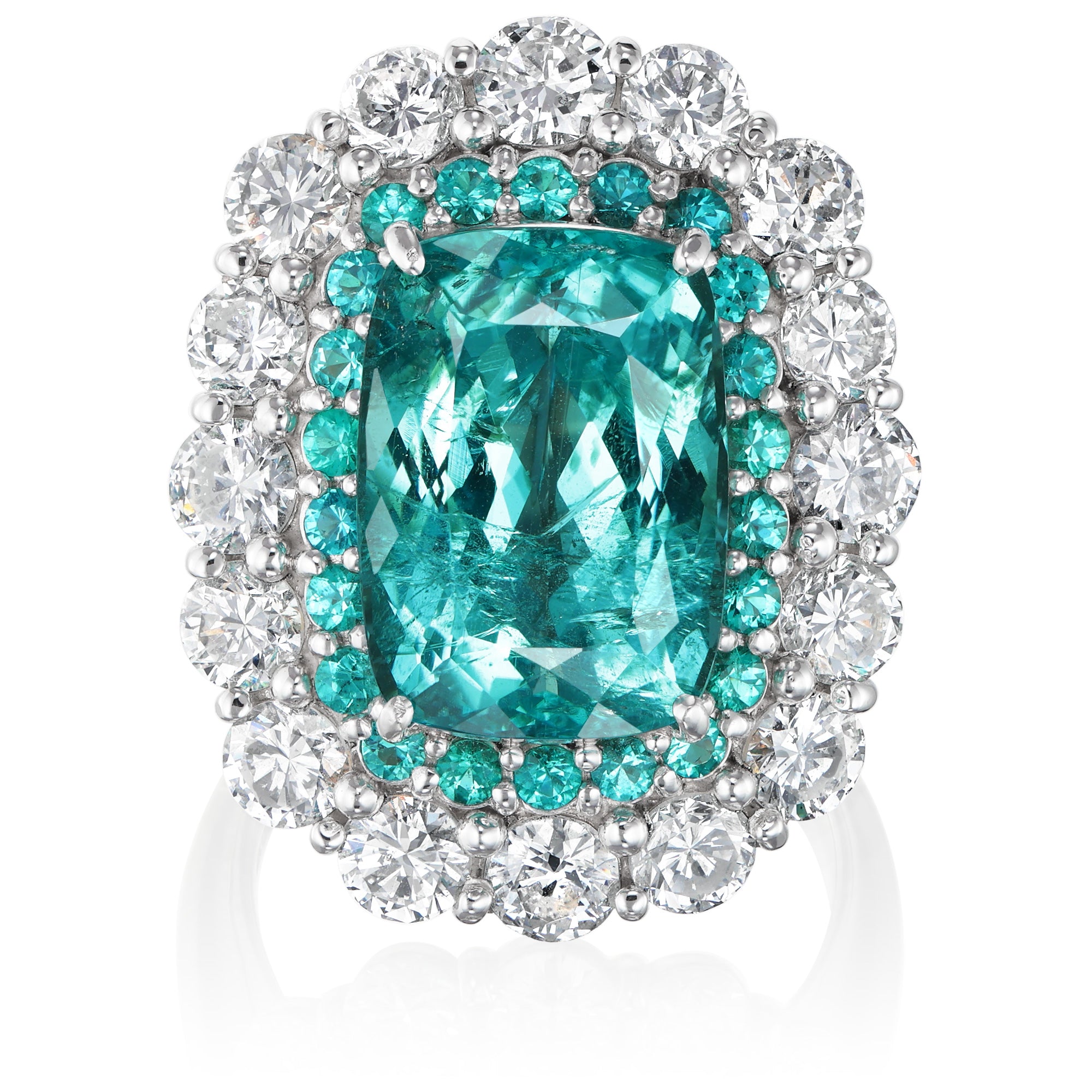GIA/GRS Certified 8.99 Carat Paraiba Tourmaline Cocktail Ring, Brazil Origin