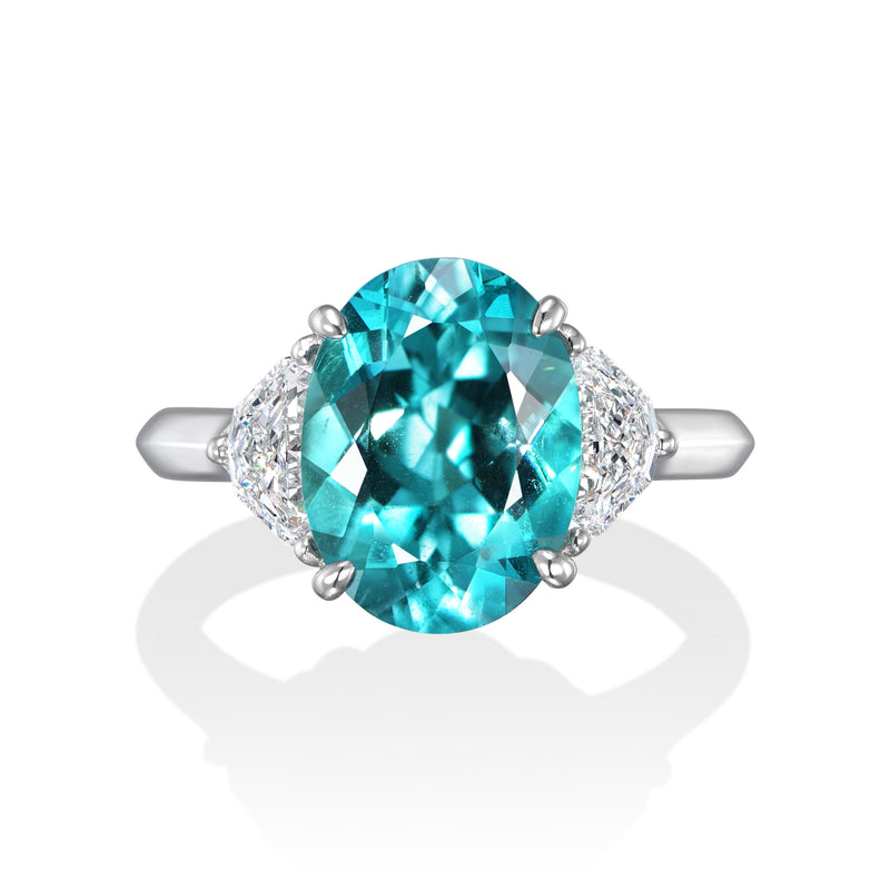 Gubelin Certified 3.93 Carat "No Heat" Paraiba Tourmaline Ring, Brazilian Origin