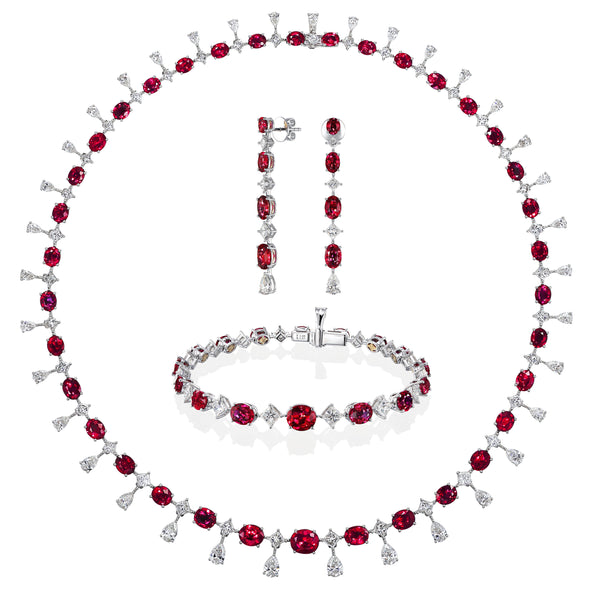 GIA/GRS certified 35.21 ct No Heat ”Pigeon blood” Ruby Sets, Burma Origin