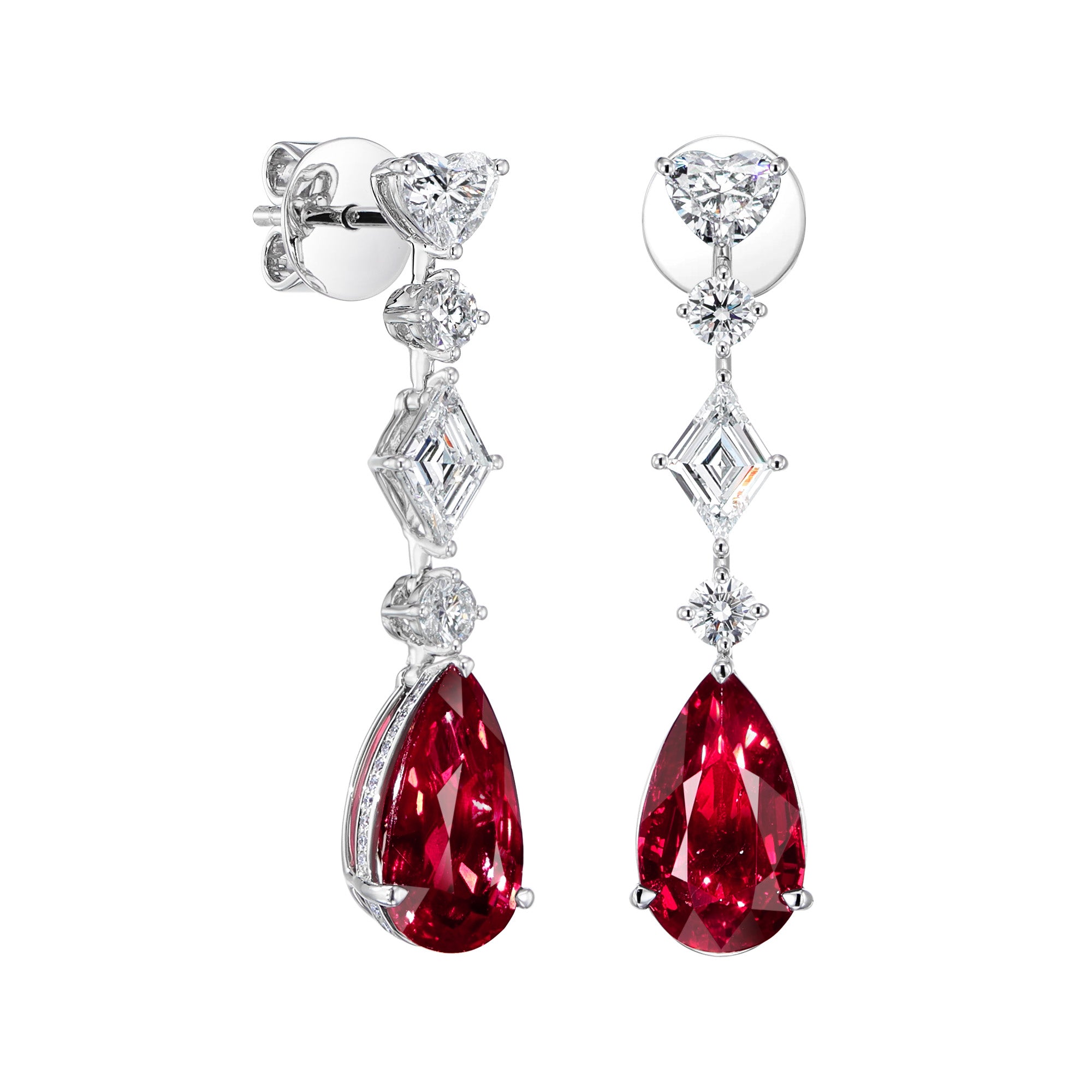 GRS certified 6.27 ct No Heat ”Pigeon blood” Ruby Earrings, Mozambique Origin