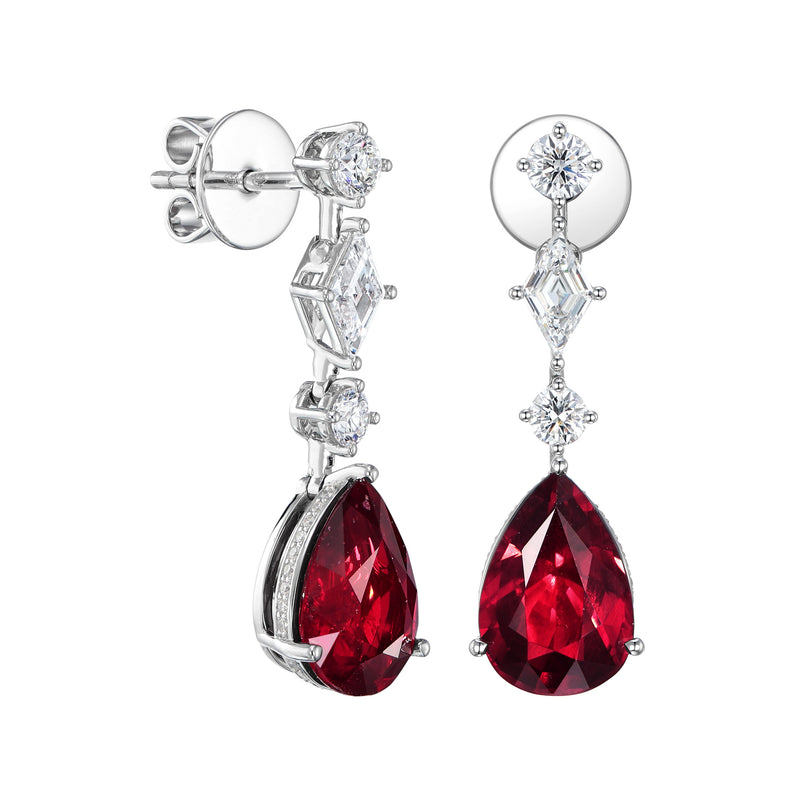 GRS certified 6.09 ct No Heat ”Pigeon blood” Ruby Earrings, Mozambique Origin