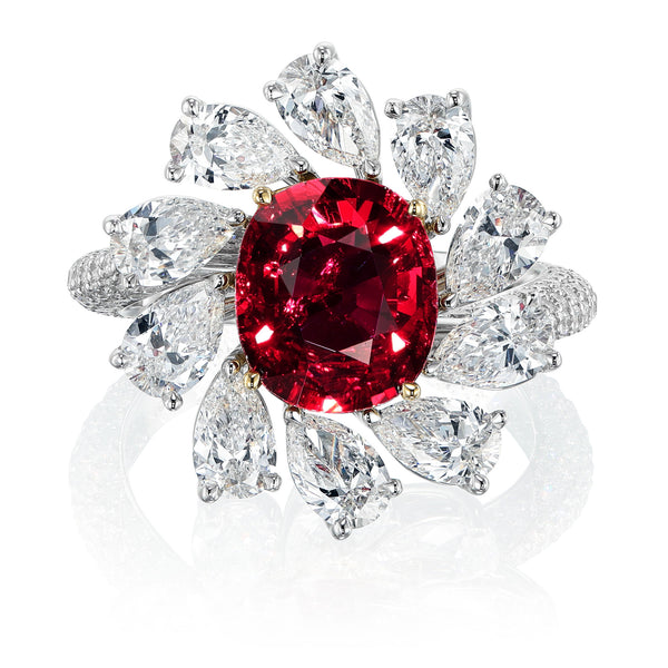 GRS certified 3.16 ct No Heat ”Pigeon blood” Ruby Ring, Mozambique Origin