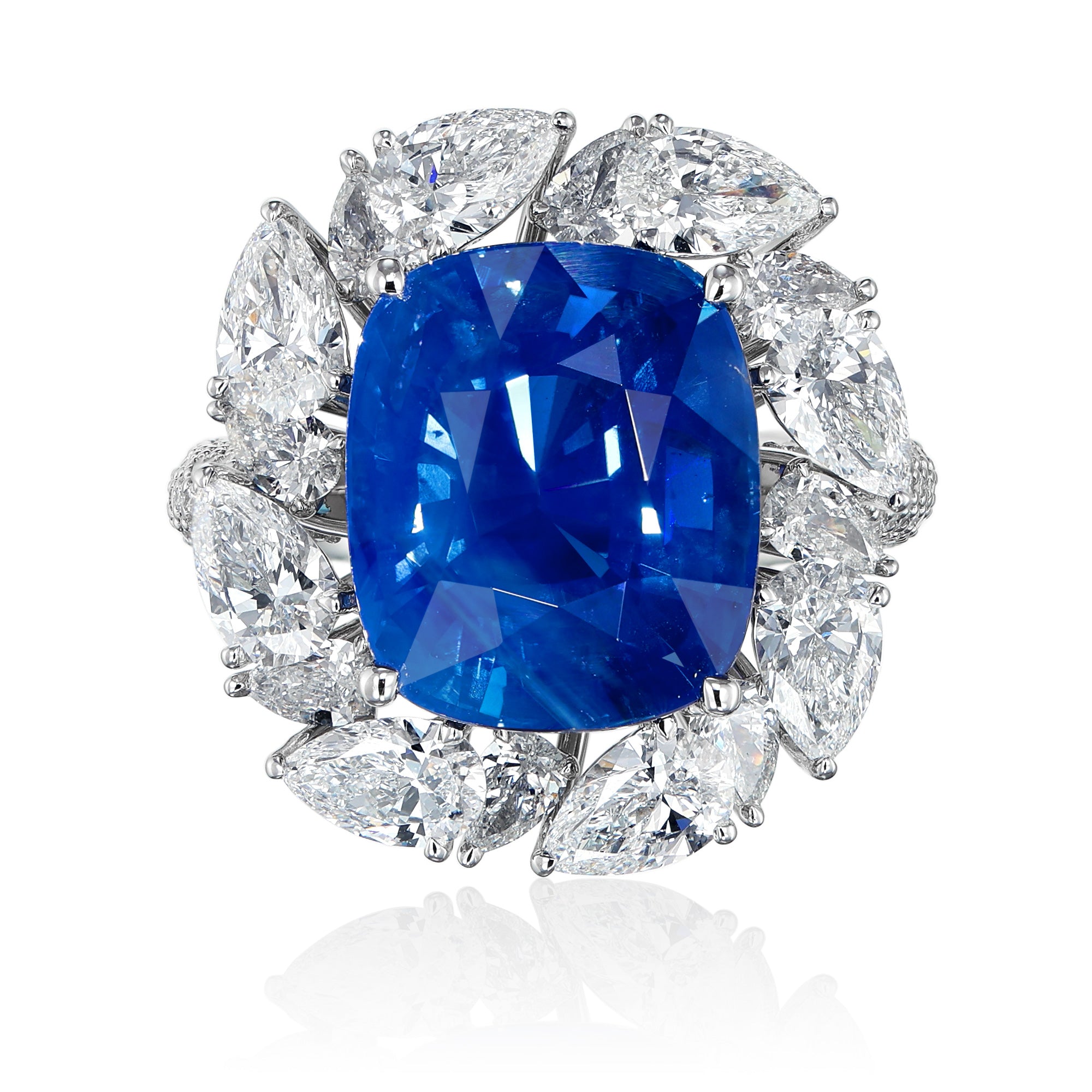 GRS Certified 12.21 ct No Heat “Cornflower” Sapphire Ring, Sri Lanka Origin