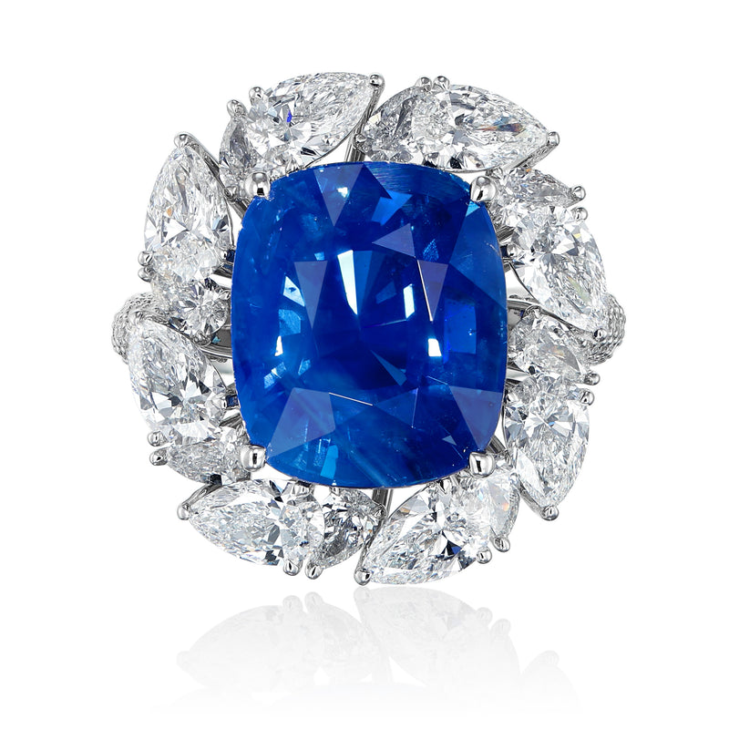 GRS Certified ct “Cornflower” Untreated Sapphire Ring, Sri
