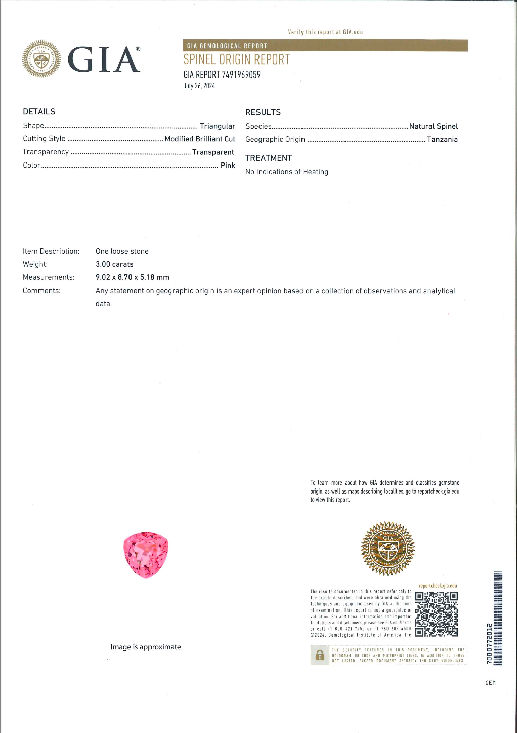 GIA Certified 3.00ct Mahenge Pink Spinel Ring