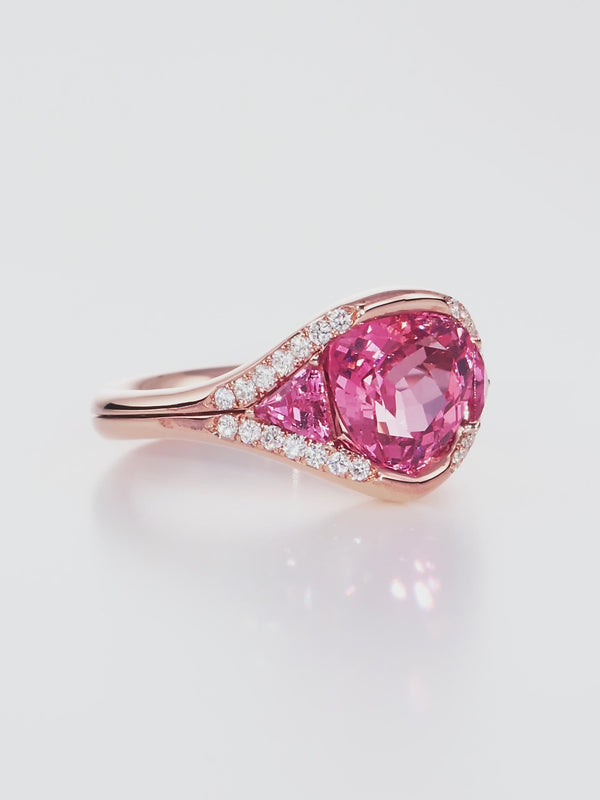 GIA Certified 3.00ct Mahenge Pink Spinel Ring