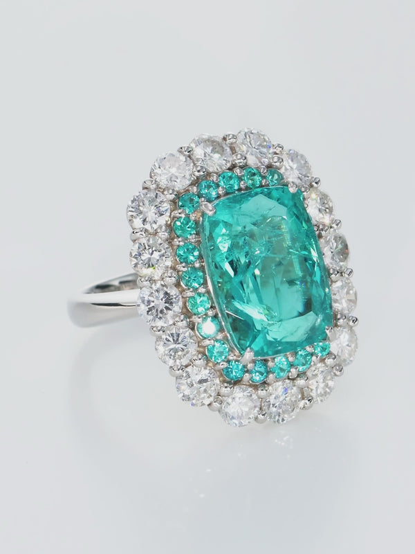 GIA/GRS Certified 8.99 Carat Paraiba Tourmaline Cocktail Ring, Brazil Origin