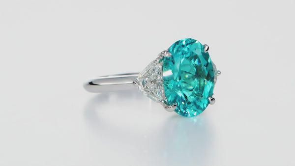 Gubelin Certified 3.93 Carat "No Heat" Paraiba Tourmaline Ring, Brazilian Origin