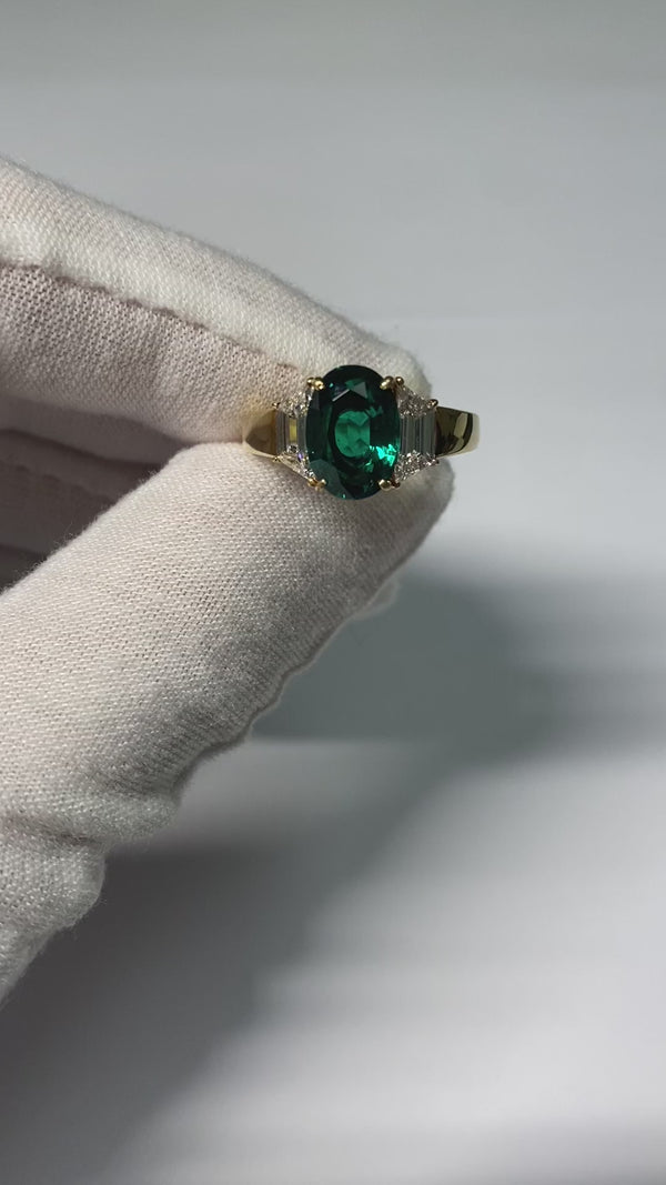 2.17 ct No-oil Emerald Ring, Eye clean clarity