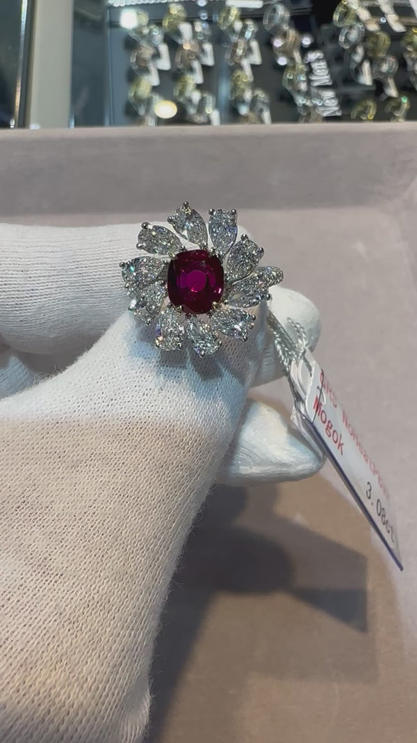 Gubelin/ SSEF certified 3.08 ct "No Heat" Burmese Ruby.