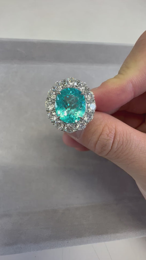 Brazilian 6.39 Carat Paraiba Tourmaline Cocktail Ring