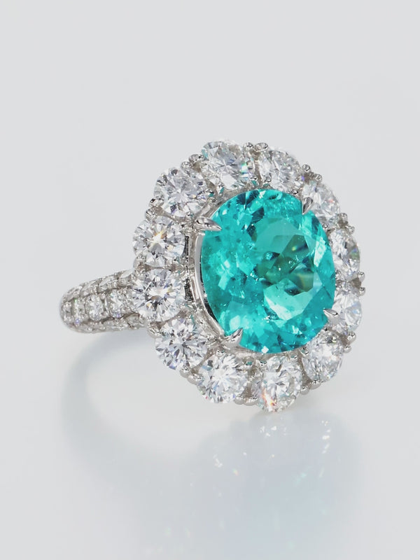 GIA Certified 6.39 Carat Paraiba Tourmaline Cocktail Ring, Brazil Origin