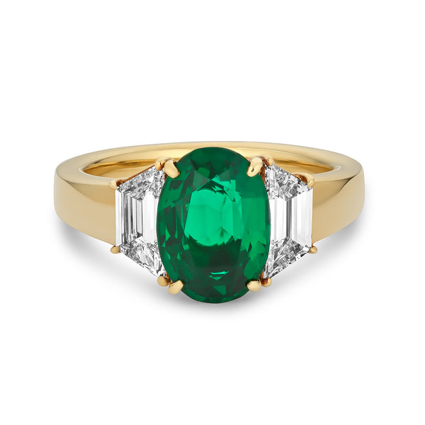2.17 ct No-oil Zambian Emerald Ring, Eye clean clarity