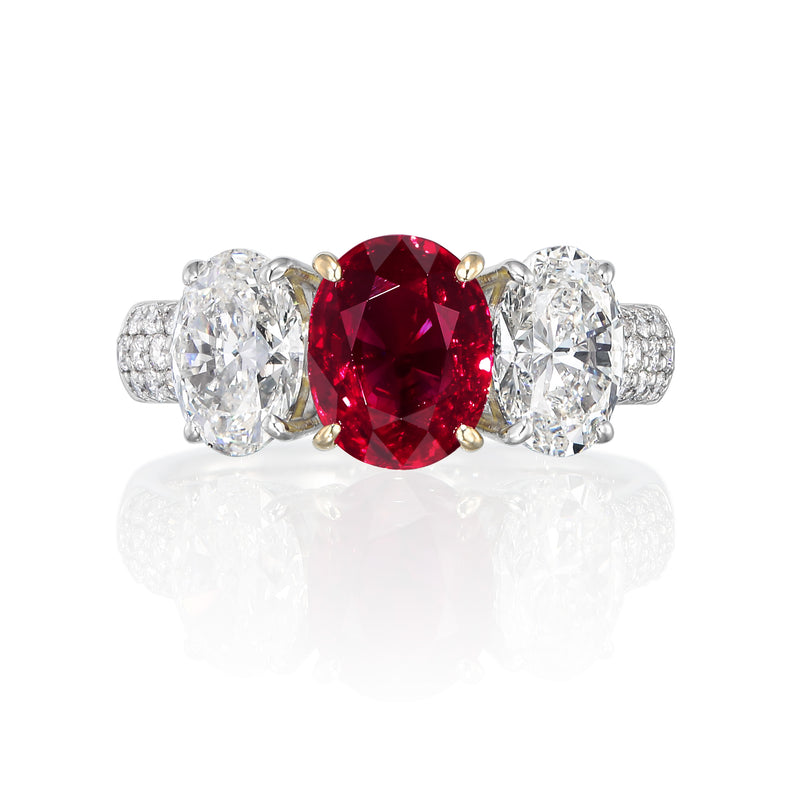 GIA certified 2.03 ct No Heat Burmese”Pigeon blood” Ruby Ring.