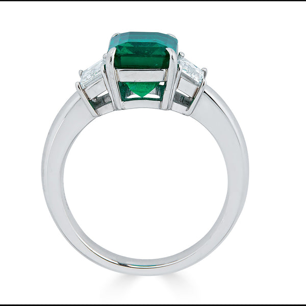 2.74 ct Brazilian Green Emerald Ring, Non-Oil