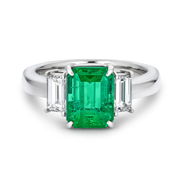 2.74 ct Brazilian Green Emerald Ring, Non-Oil
