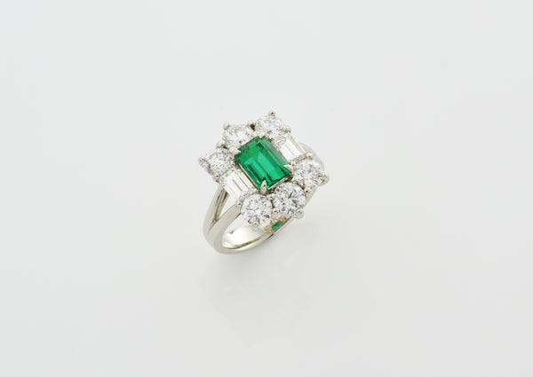 1.54 ct Colombia Green Emerald Ring, Non-Oil