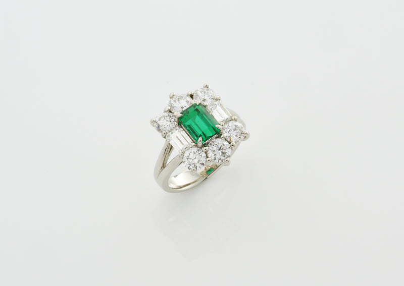 1.54 ct Colombia Green Emerald Ring, Non-Oil