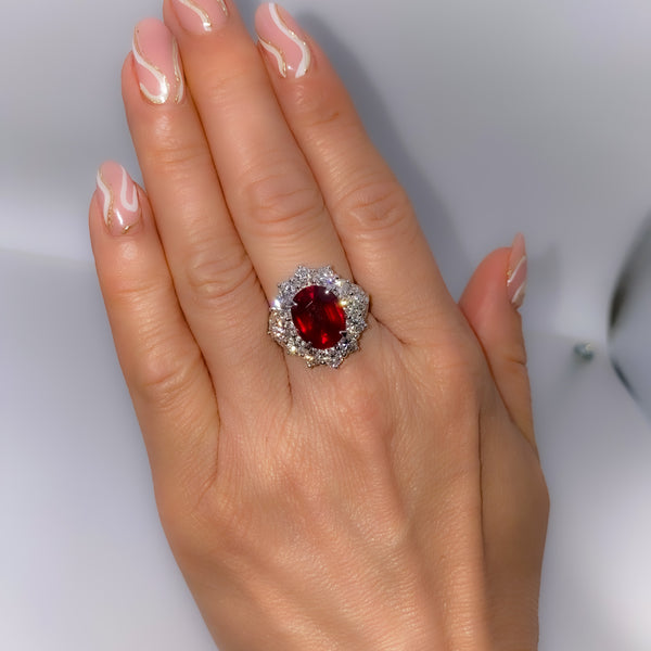 5.24 ct Mozambique "Pigeon Blood" Ruby Ring, No-Heat