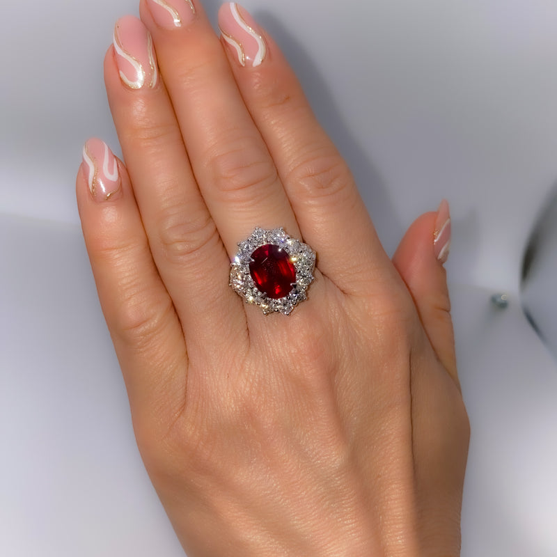 5.24 ct Mozambique "Pigeon Blood" Ruby Ring, No-Heat