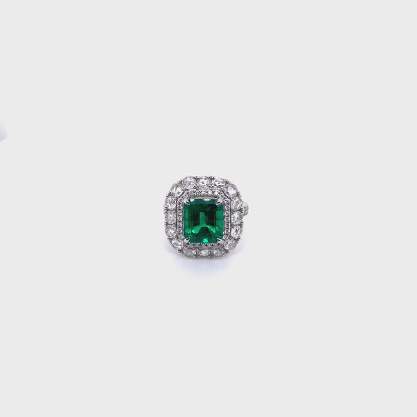 2.89 ct Muzo Vivid Green Emerald Ring