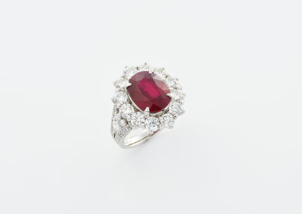 5.24 ct Mozambique "Pigeon Blood" Ruby Ring, No-Heat
