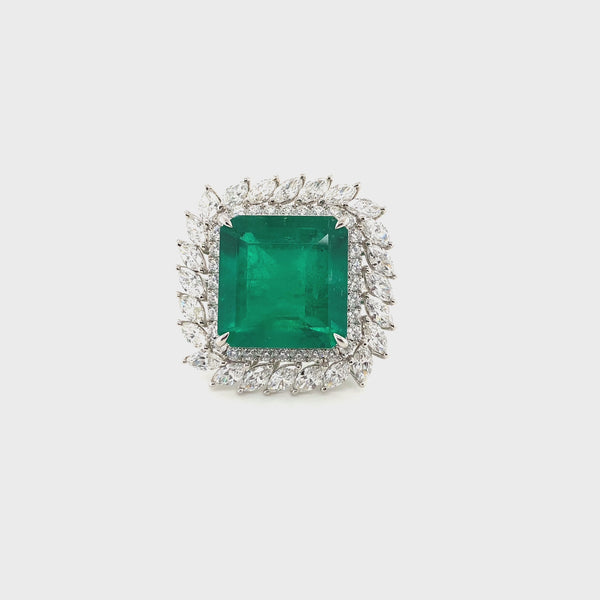 23.60 ct Muzo Vivid Green Emerald Ring