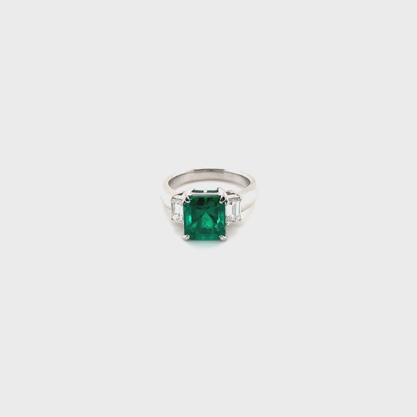 3.13 ct Muzo Vivid Green Emerald Ring