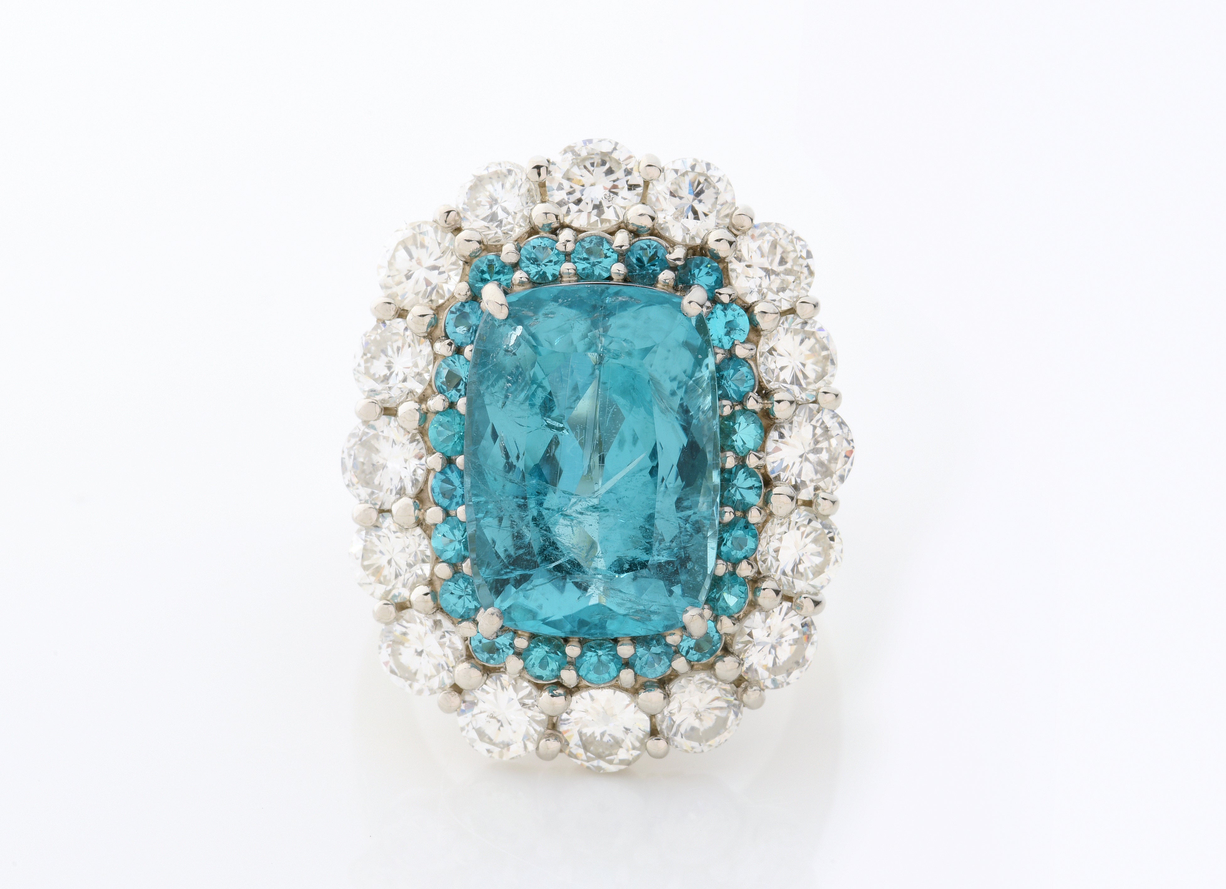 GIA/GRS Certified 8.99 Carat Paraiba Tourmaline Cocktail Ring, Brazil Origin