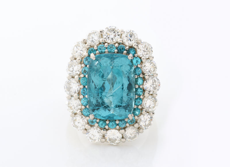 Brazilian 8.99 Carat Paraiba Tourmaline Cocktail Ring